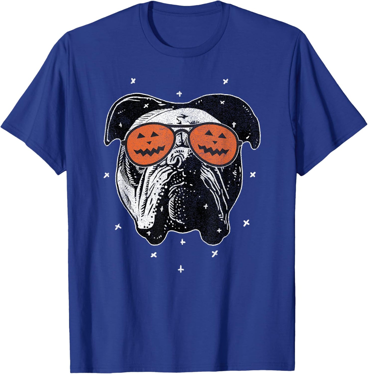 English Dog Wearing Pumpkin Sunglasses | Halloween Bulldog Women Kids T-Shirt - T-Shirt | Royal