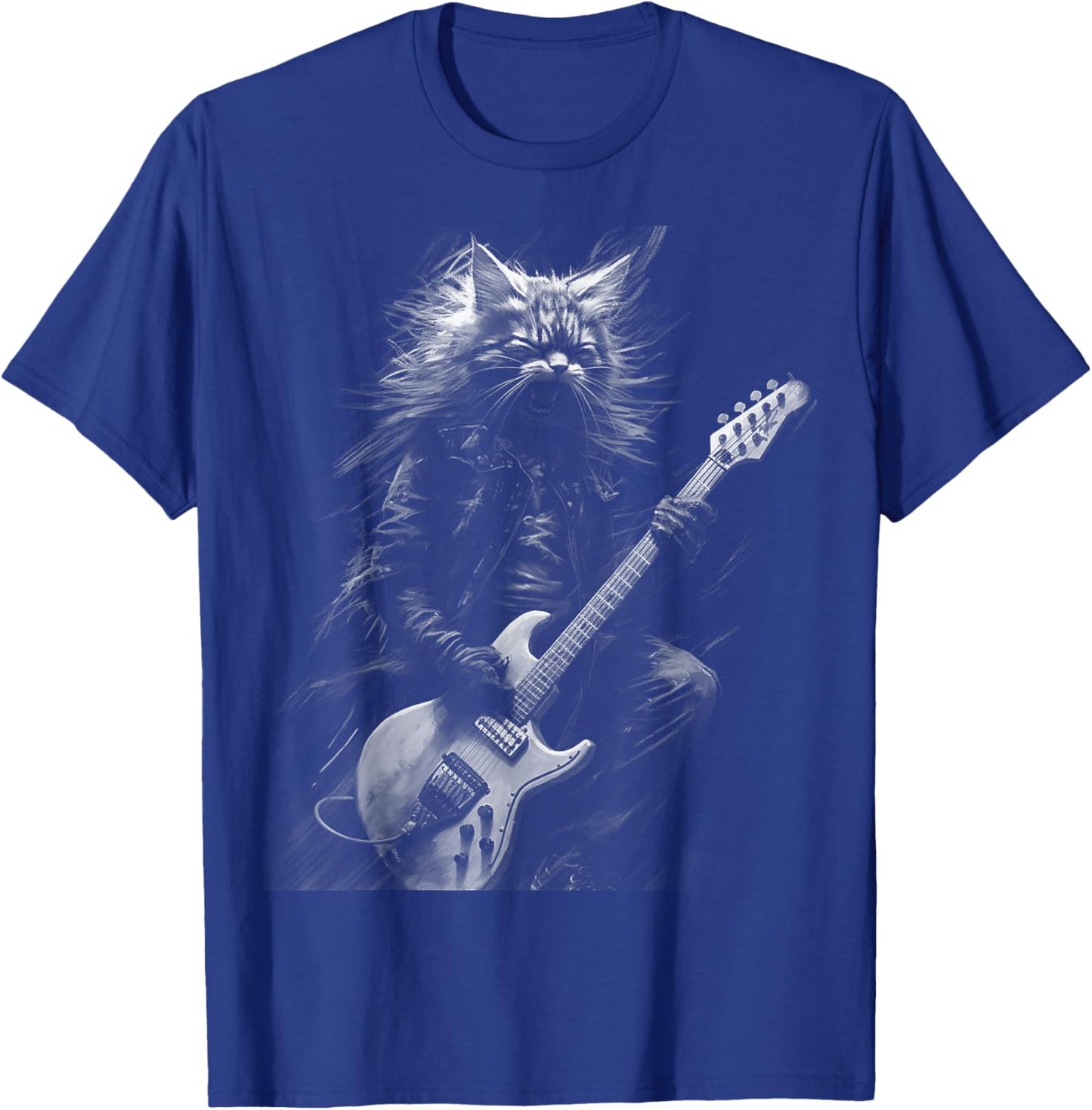 Heavy Metal Cat | Rock Star Band | Guitarist Guitar T-Shirt - T-Shirt | Royal