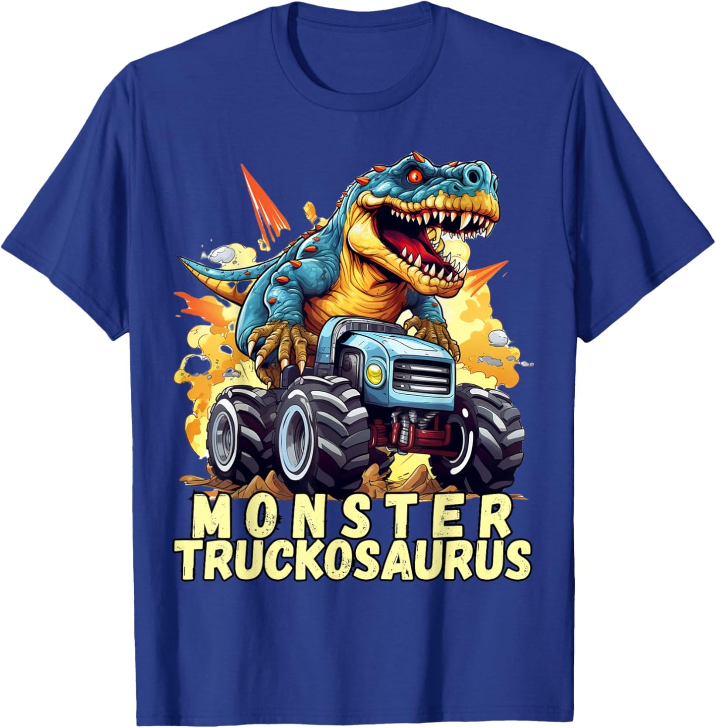 Monster Truckosaurus - Dinosaur T-Rex Monster Truck Funny T-Shirt - T-Shirt | Royal