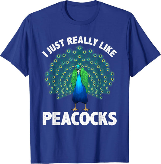 Cool Peacock Design Women Kids Bird Peacock Lovers T-Shirt - T-Shirt | Royal