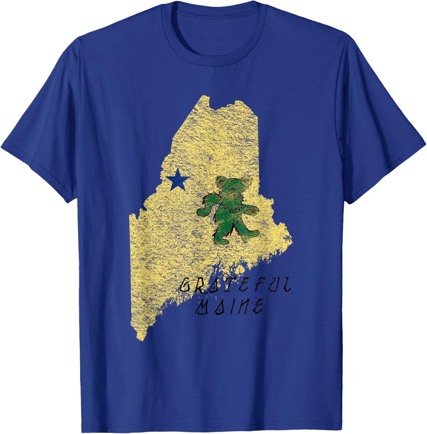 Grateful Maine Distressed Original Maine Flag T-Shirt - T-Shirt | Royal