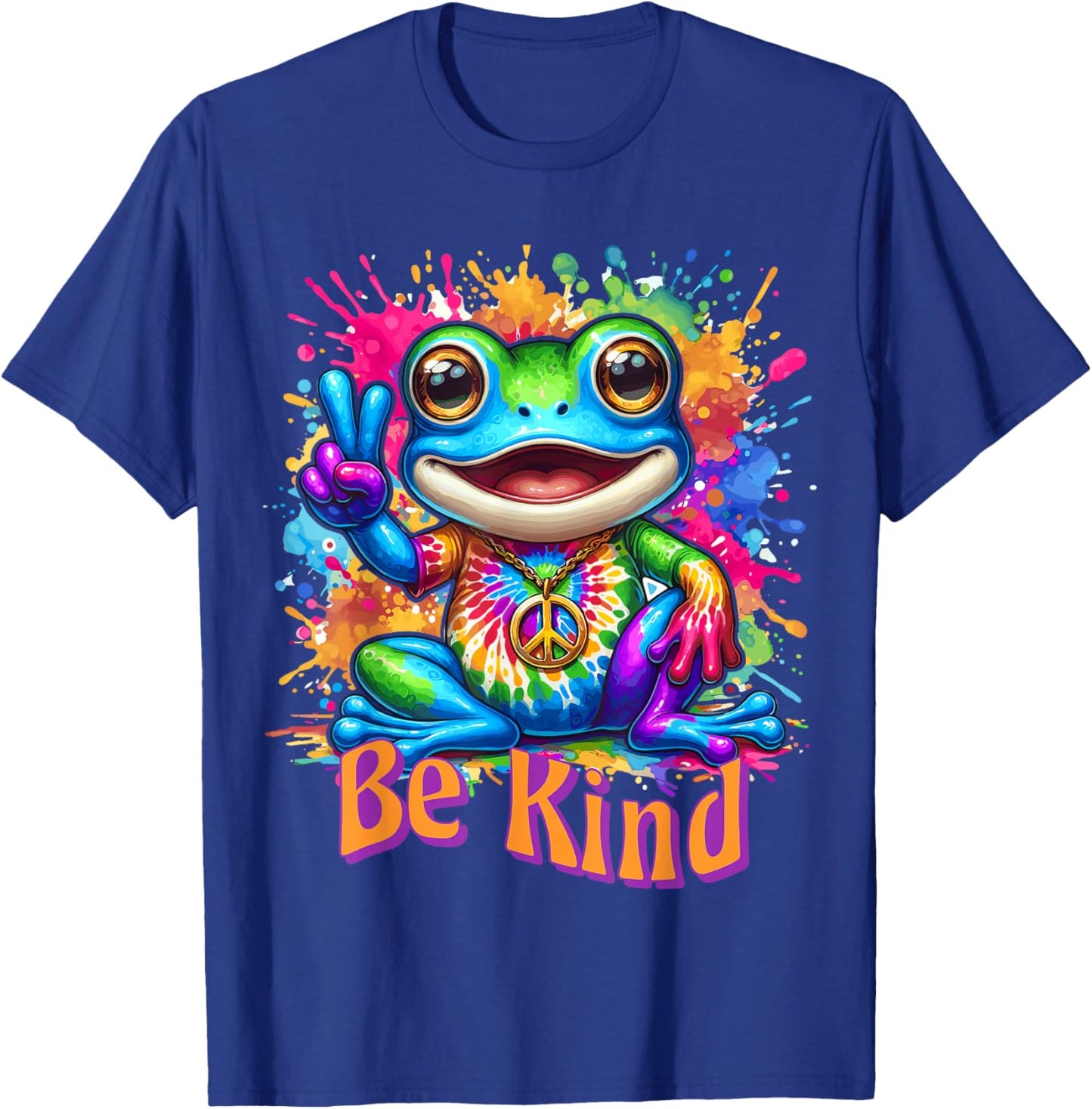 Tie-Dye Frog Peace Sign Hippie T-Shirt - T-Shirt | Royal