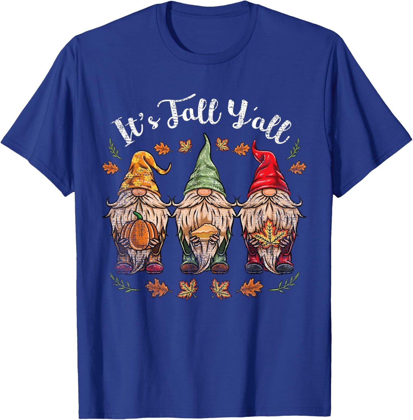 Its Fall Y'all Gnomes Thanksgiving T-Shirt - T-Shirt | Royal