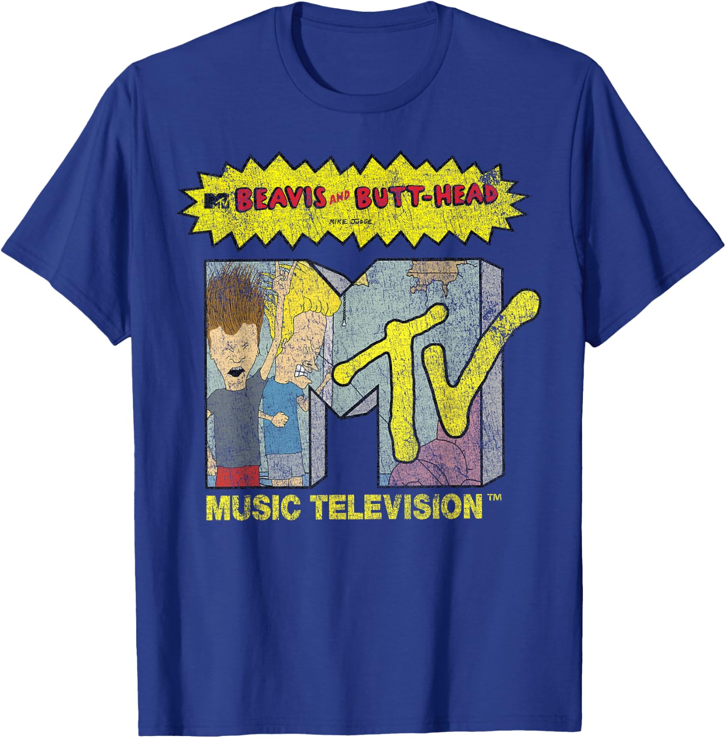 Beavis and Butt-Head Distressed MTV Logo Small T-Shirt - T-Shirt | Royal