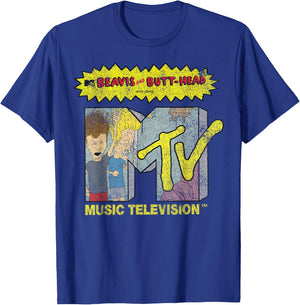 Beavis and Butt-Head Distressed MTV Logo Small T-Shirt - T-Shirt | Royal