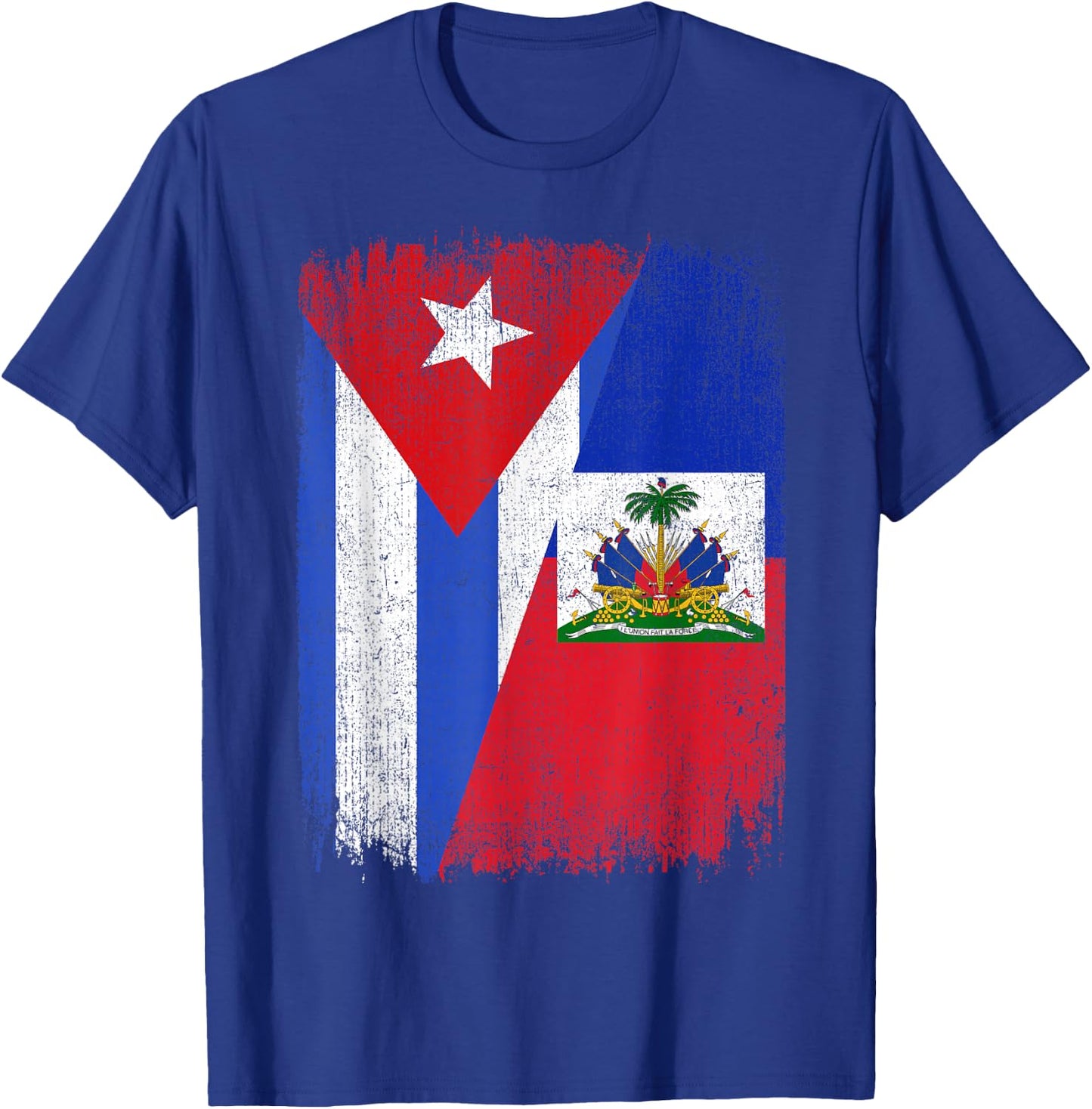 Half Cuba Haiti Flag Cuban Haitian Pride Roots T-Shirt - T-Shirt | Royal