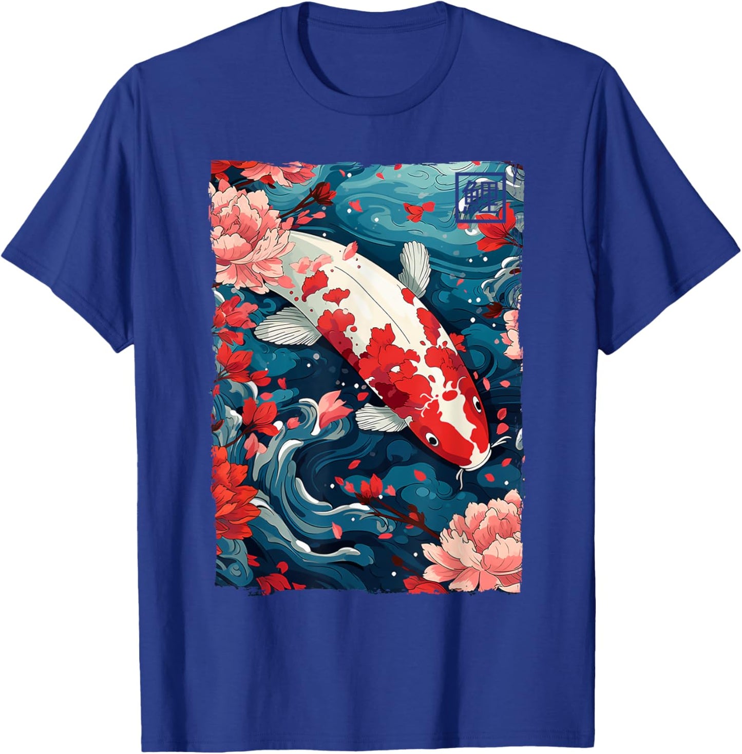 Cherry Blossom Koi Carp Fish Japanese Sakura Graphic T-Shirt - T-Shirt | Royal