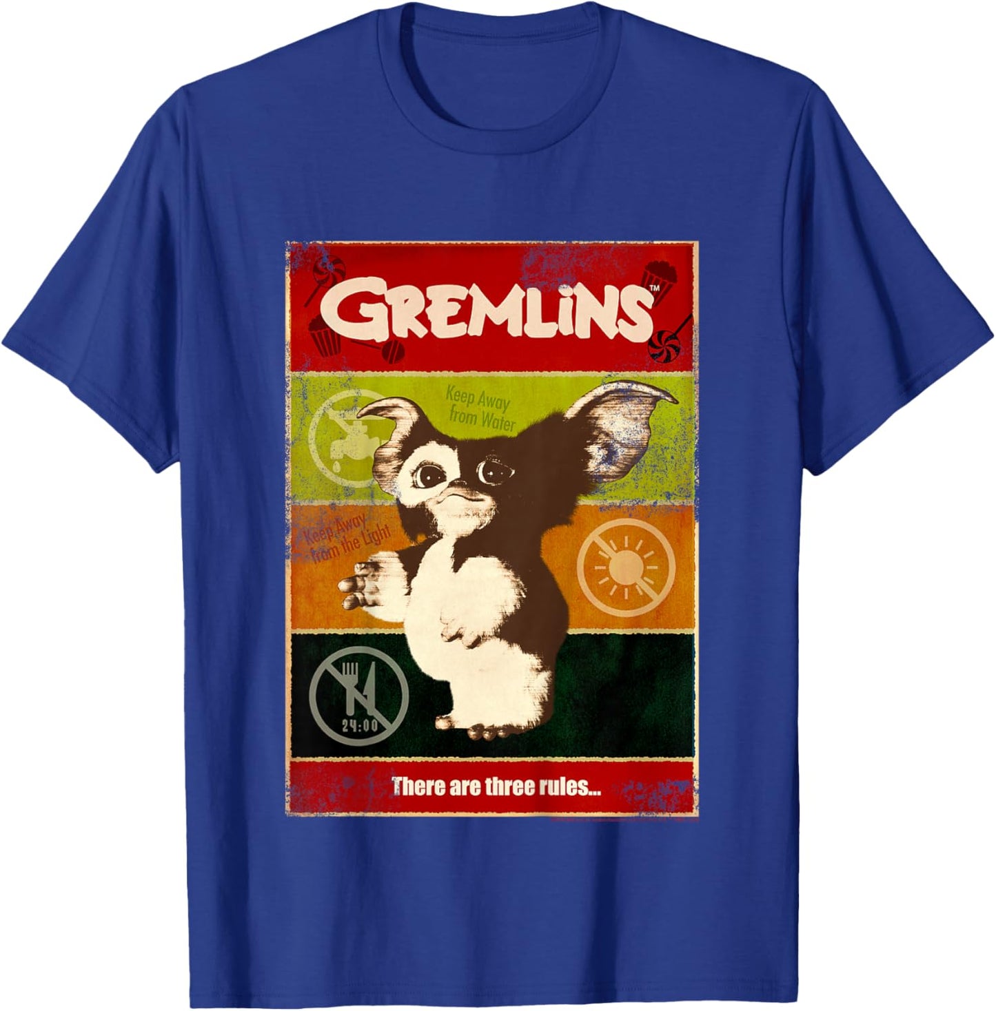 Kids Gremlins Gizmo Paneled Three Rules Poster T-Shirt - T-Shirt | Royal
