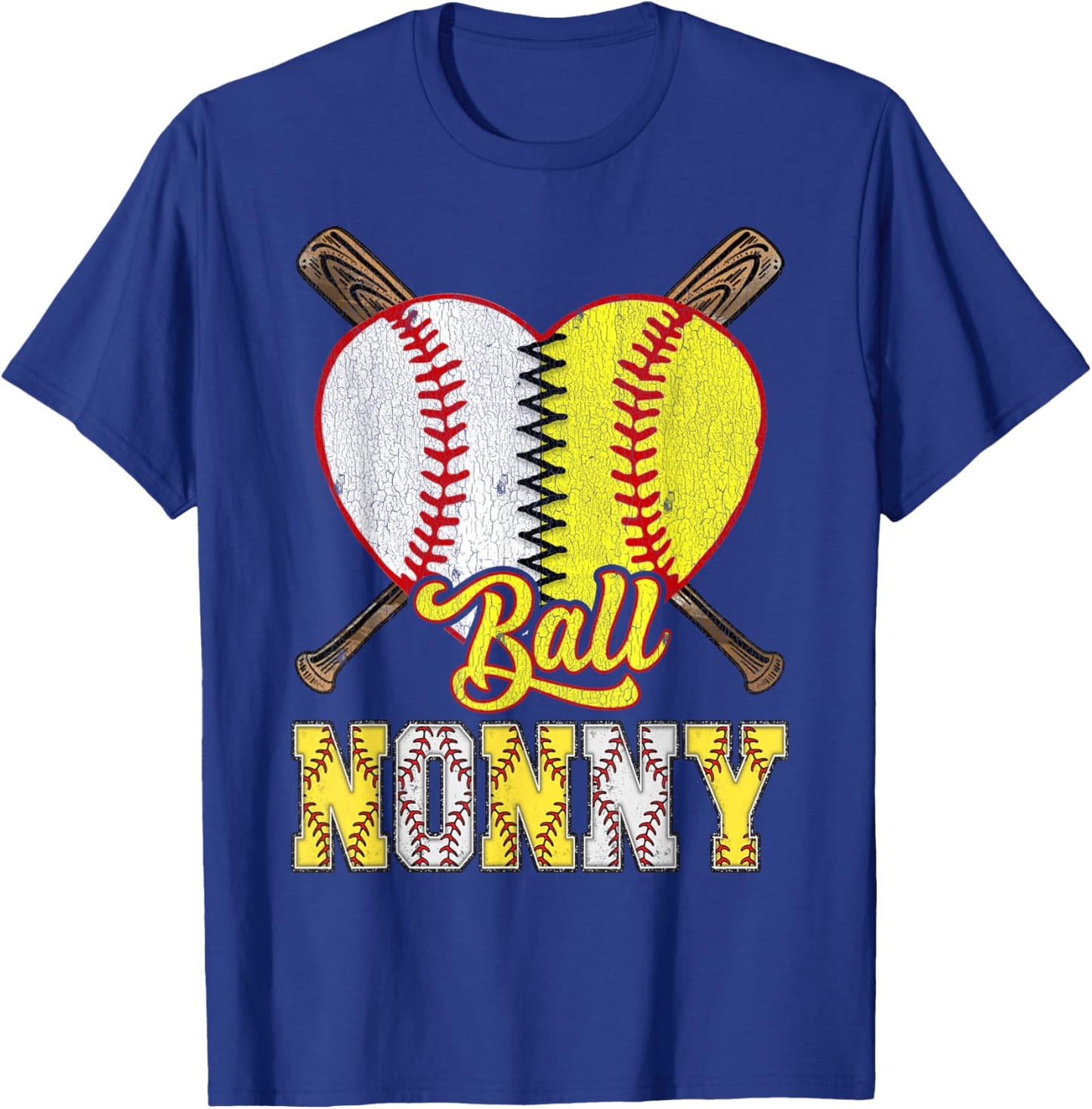 Nonny Of Both Ball Nonny Half Baseball Softball T-Shirt - T-Shirt | Royal