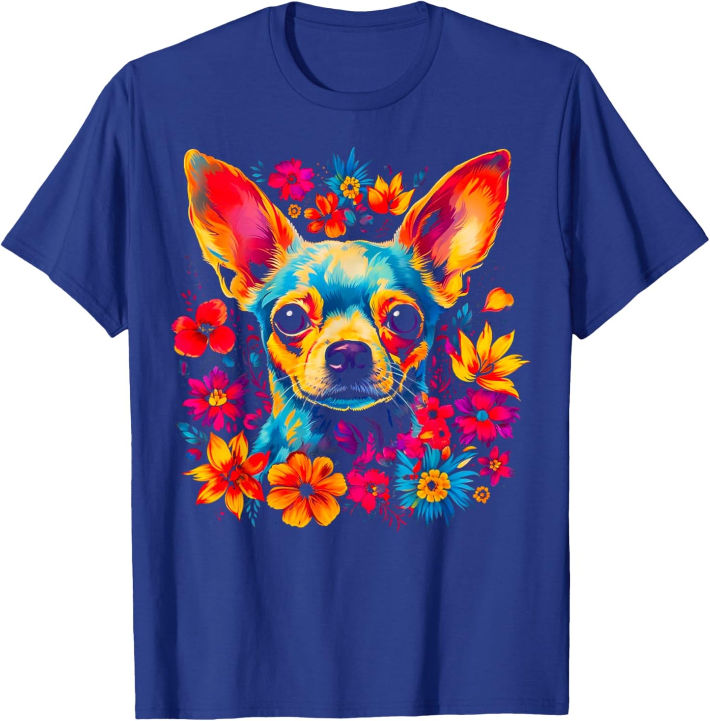 Chihuahua Dog Flowers T-Shirt - T-Shirt | Royal