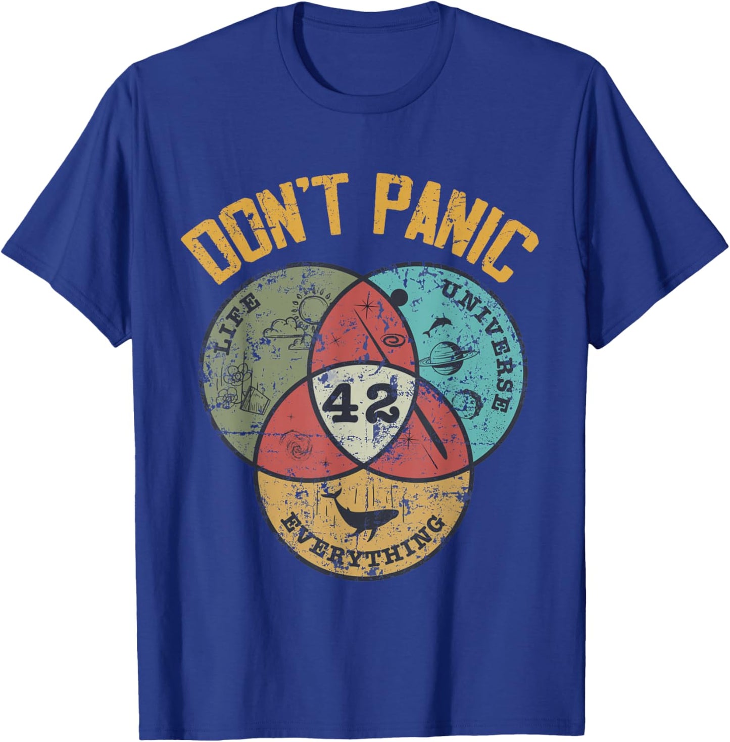 42 Answer to Life The Universe and Everything Don't Panic T-Shirt - T-Shirt | Royal