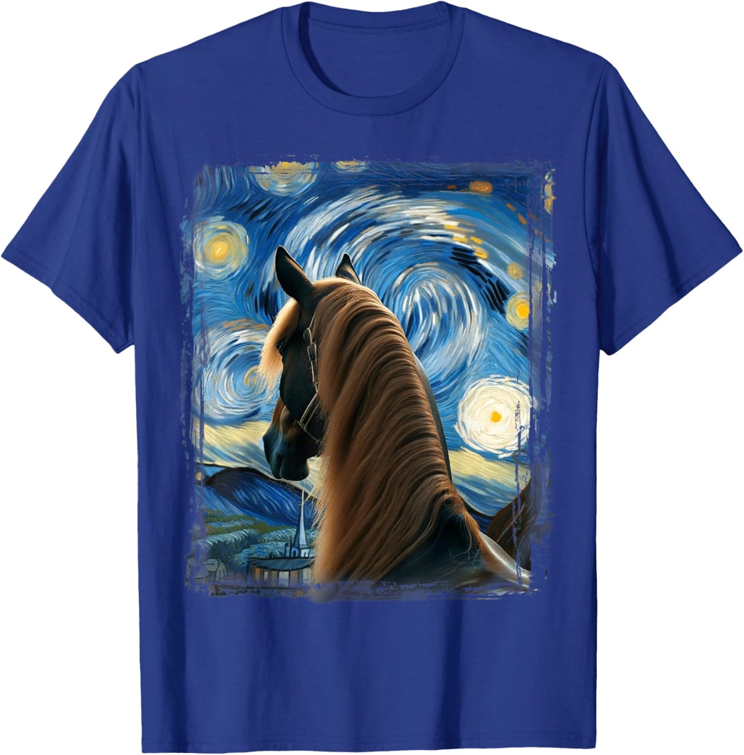 Horse Star Gazer Artistic Van Gogh Style Starry Night Horse T-Shirt - T-Shirt | Royal