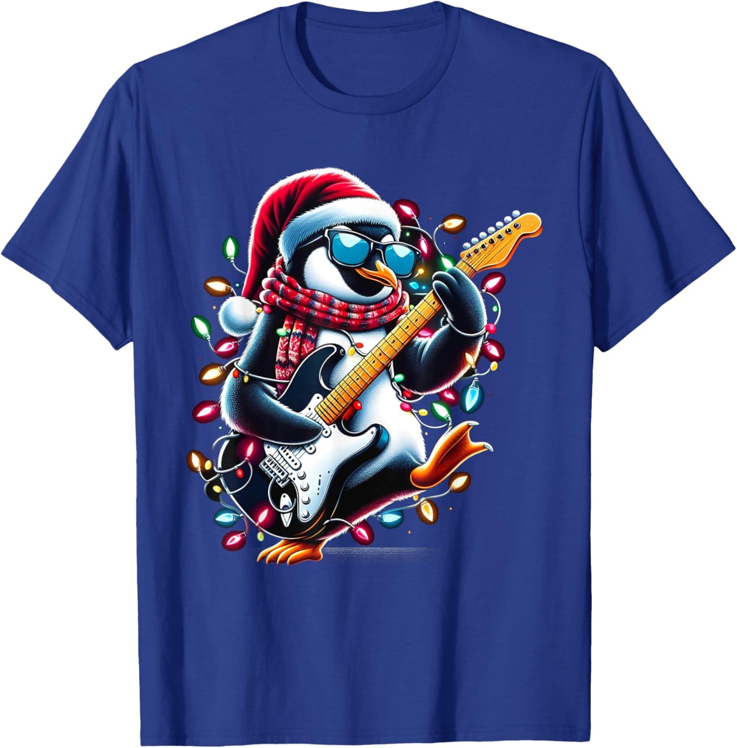 Penguin Playing Guitar Toddler Penguin Christmas Light Xmas T-Shirt - T-Shirt | Royal