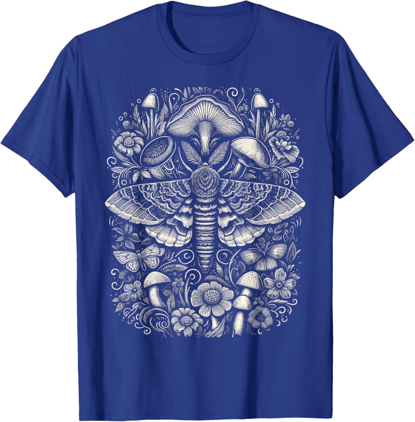 Cute Fairycore Floral Moth Aesthetic T-Shirt - T-Shirt | Royal