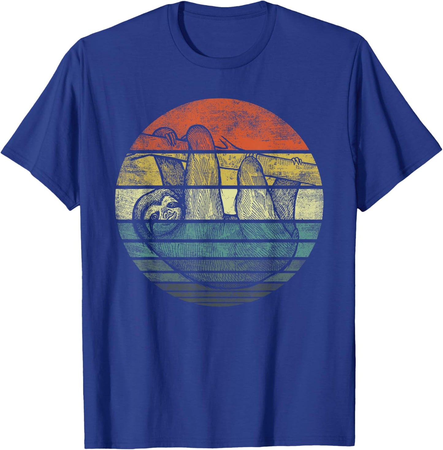 Sloth Lover Gifts Retro Sunset Funny Animal Sloth Silhouette T-Shirt - T-Shirt | Royal