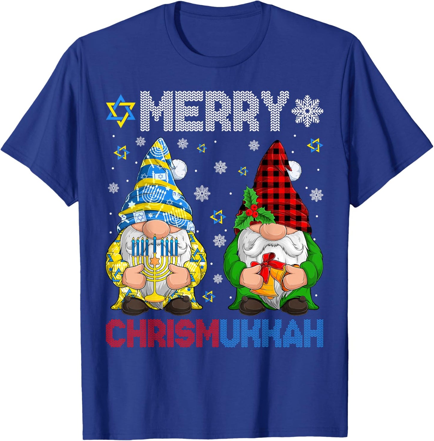 Merry Chrismukkah Jewish Gnome Christmas Chanukah Pajamas T-Shirt - T-Shirt | Royal