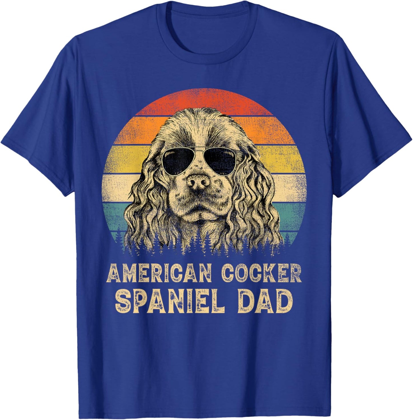 Vintage American Cocker Spaniel Dad Dog Lovers Father's Day T-Shirt - T-Shirt | Royal