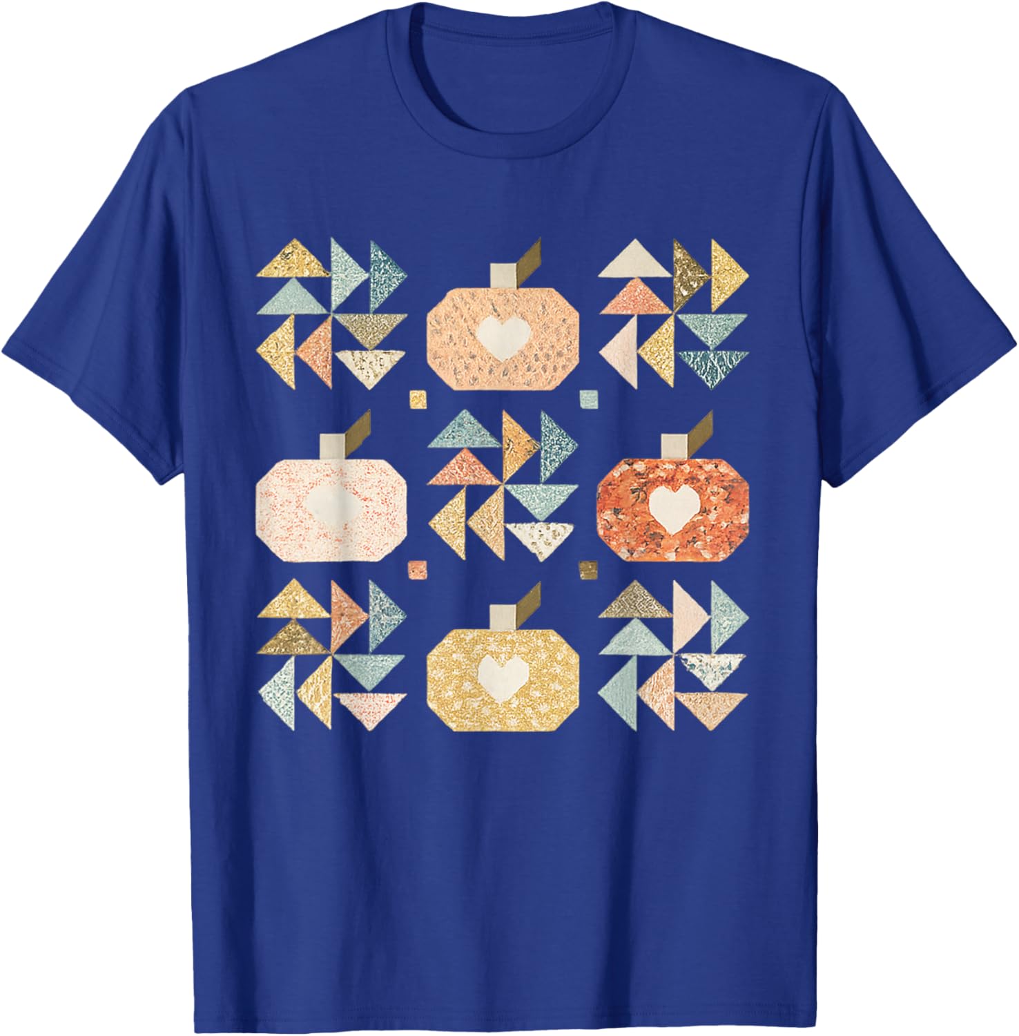 Patchwork Quilter Fall Pumpkin Quilt Block Autumn Quilting T-Shirt - T-Shirt | Royal