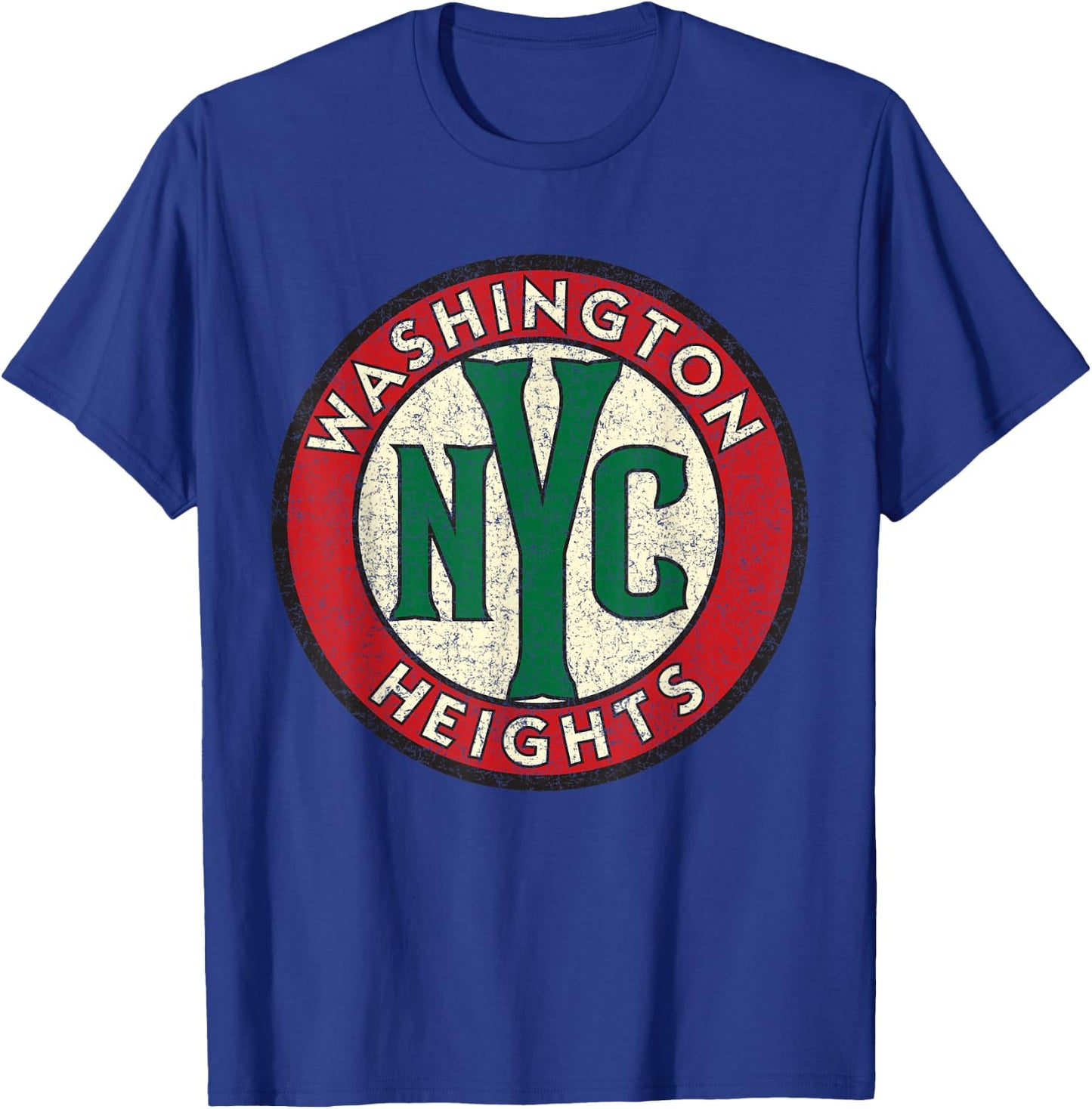 Washington Heights NYC Circle Sign Distressed Print T-Shirt - T-Shirt | Royal