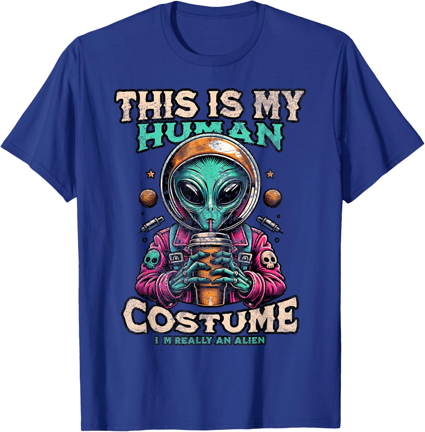 This Is My Human Costume Funny Alien Halloween T-Shirt - T-Shirt | Royal