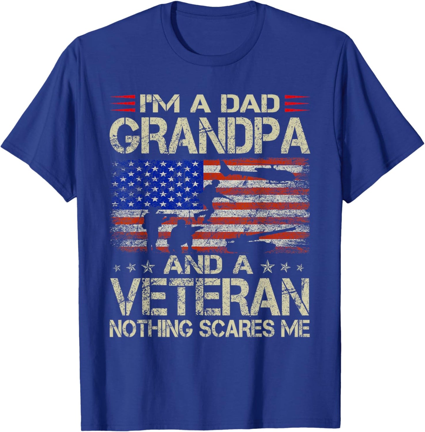 I'm A Dad Grandpa and Veteran Funny Retro Papa Grandpa Gifts T-Shirt - T-Shirt | Royal
