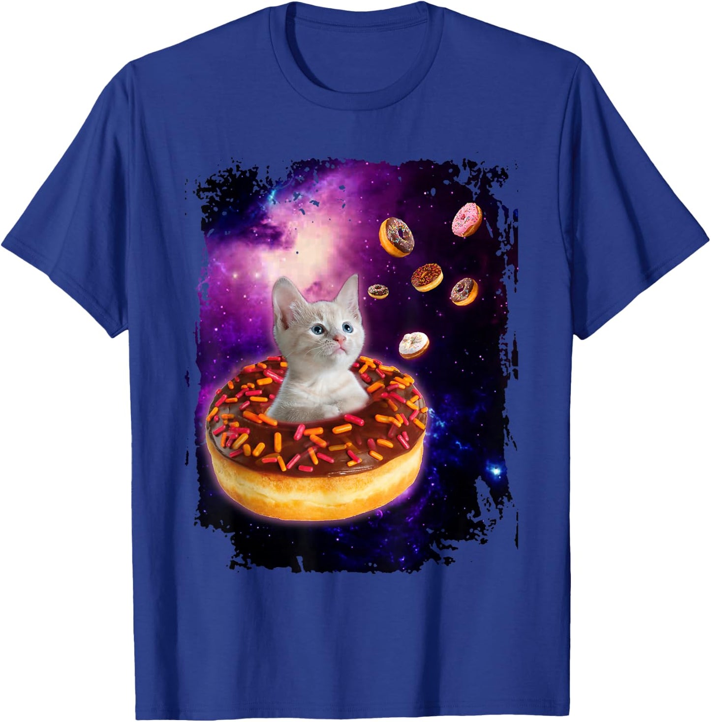 Cute Cat Inside Donut in Space Boys Girl - Kitty in Space T-Shirt - T-Shirt | Royal