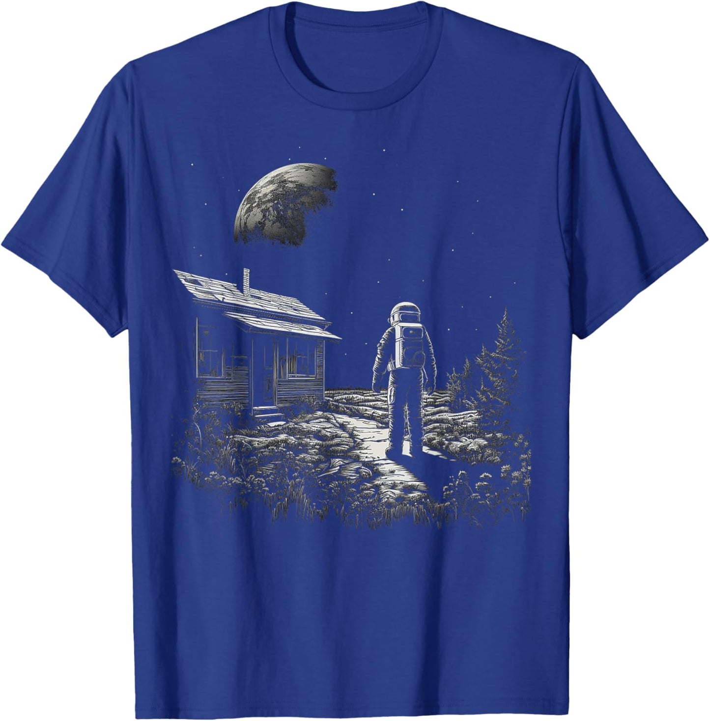 Astronaut Moon Nature Artwork Graphic Astronaut T-Shirt - T-Shirt | Royal