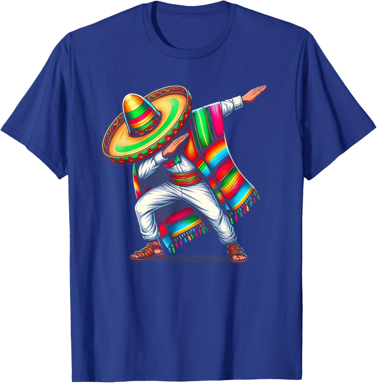 Dabbing Poncho Cinco de Mayo Mexican Sombrero Festival T-Shirt - T-Shirt | Royal
