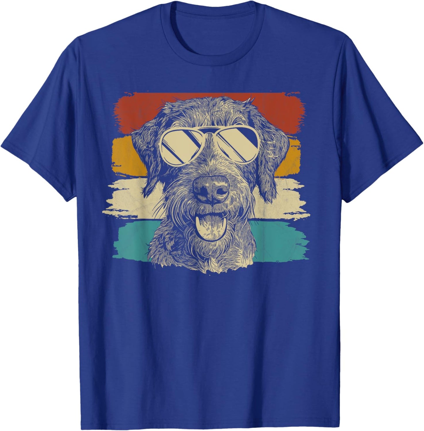 German Wirehaired Pointer with sunglasses retro T-Shirt - T-Shirt | Royal