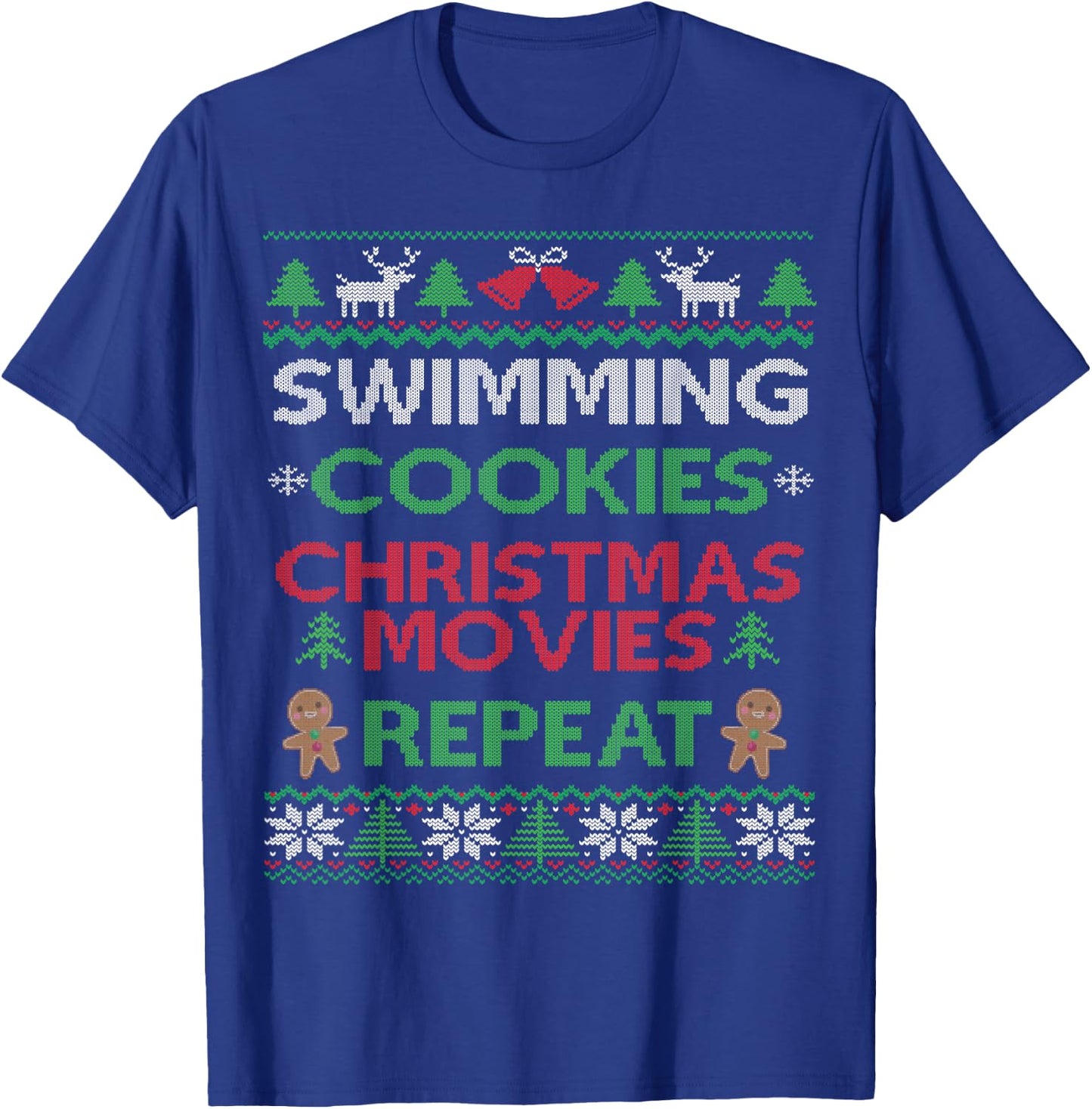 Swimming Ugly Christmas Design Swimmer & Diving Swim Team T-Shirt - T-Shirt | Royal