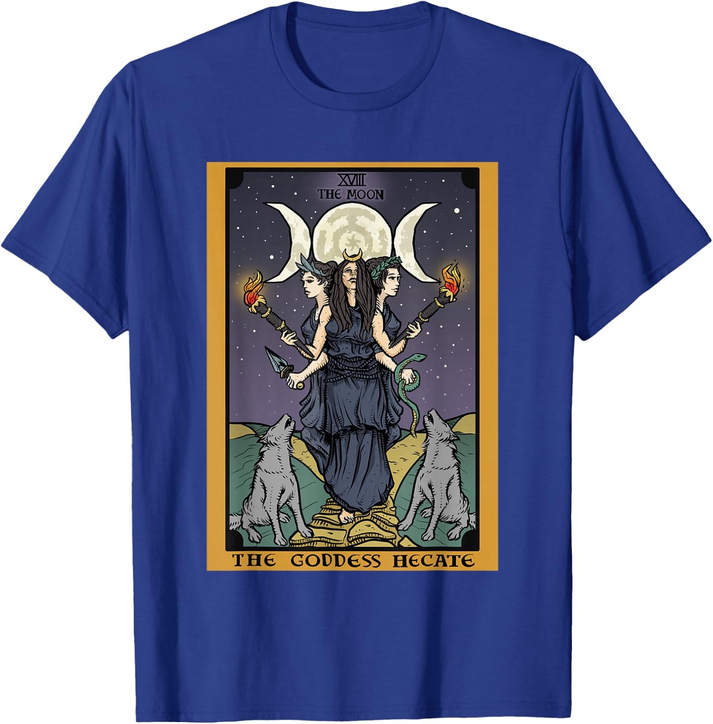 The Goddess Hecate Tarot Card Triple Moon Wiccan Pagan Witch T-Shirt - T-Shirt | Royal