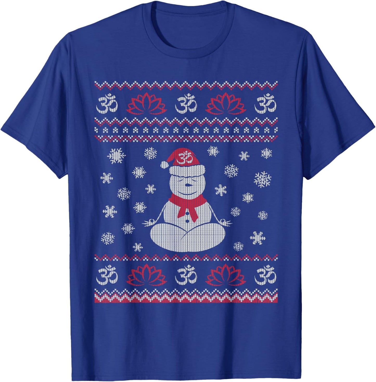 Yoga Snowman Meditating Lotus Pose Ugly Christmas T-Shirt - T-Shirt | Royal