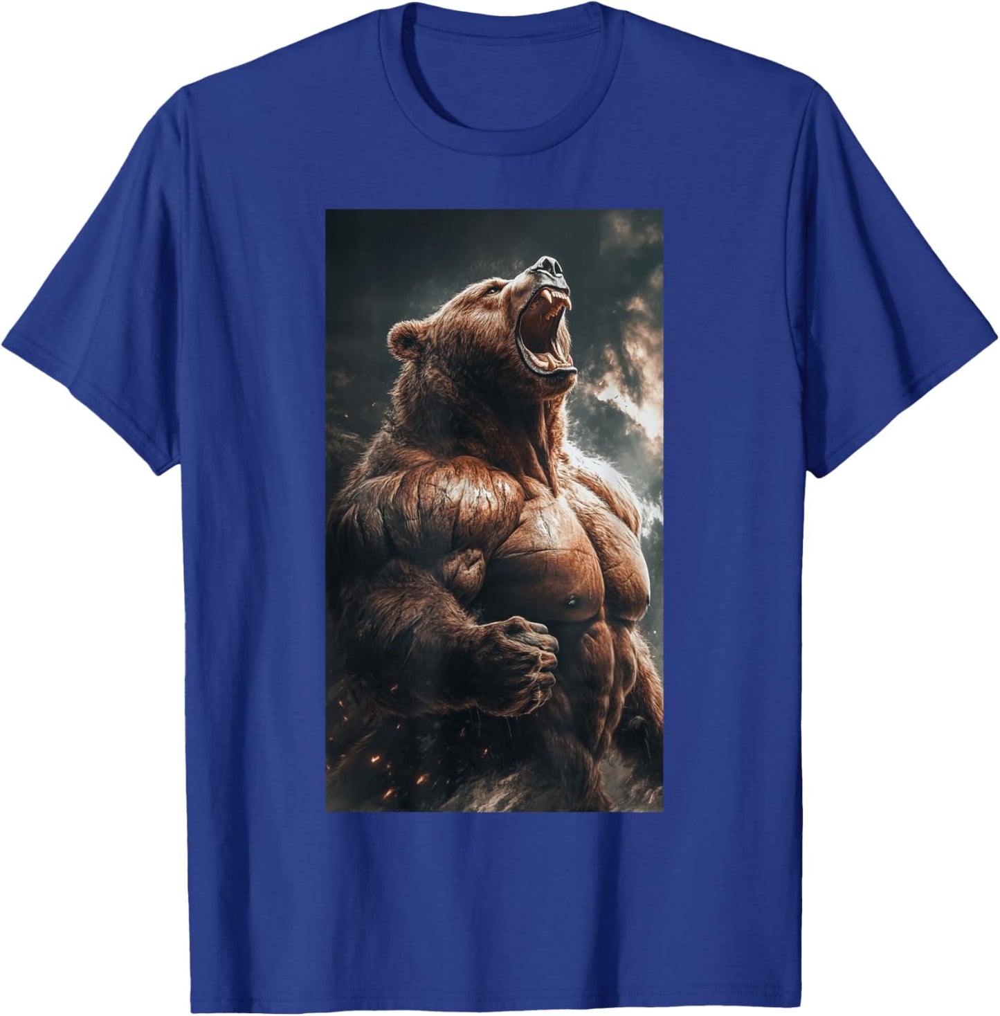Bear Muscular Muscles Bodybuilding Roaring Nature T-Shirt - T-Shirt | Royal
