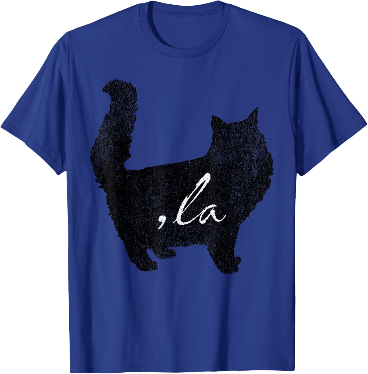 la/ Comma la/Comma la in A Black Cat Silhouette T-Shirt - T-Shirt | Royal