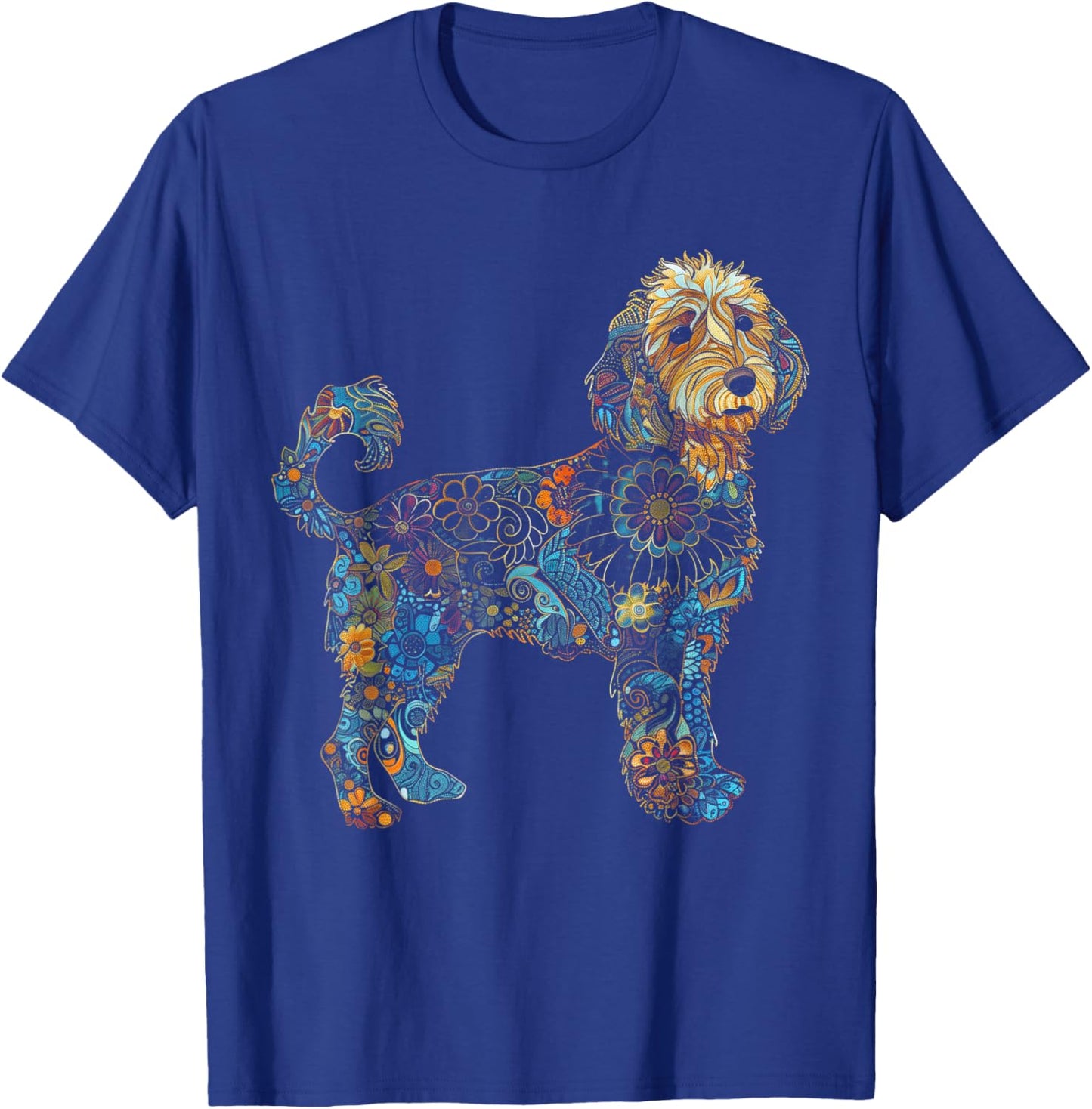 Goldendoodle Dog Vintage Flowers Doodle Mom T-Shirt - T-Shirt | Royal