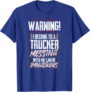 Truck Driver I Love My Trucker Wife Girlfriend Girl T-Shirt - T-Shirt | Royal