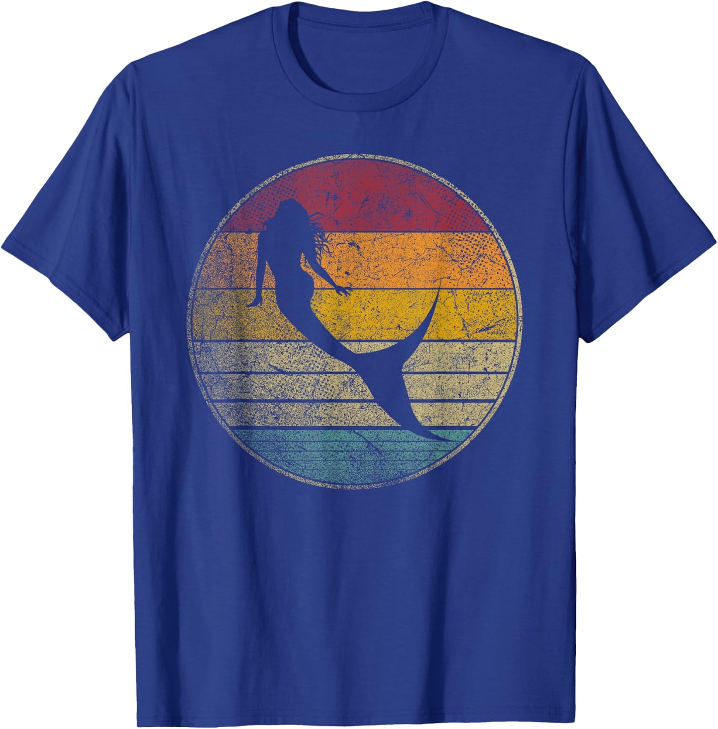 Mermaid Vintage Distressed Retro Style Silhouette 70s 80s T-Shirt - T-Shirt | Royal