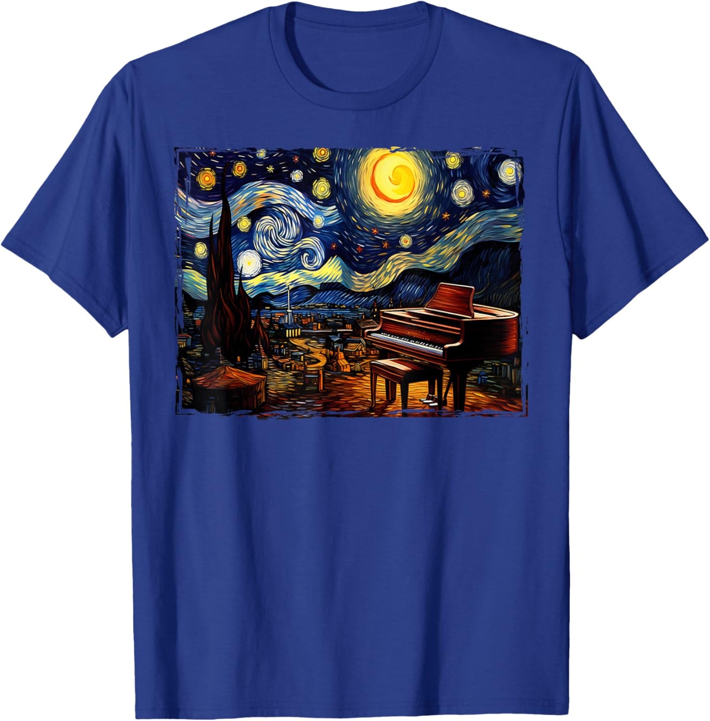 Van Gogh Music Lover Piano Piano Piano T-Shirt - T-Shirt | Royal