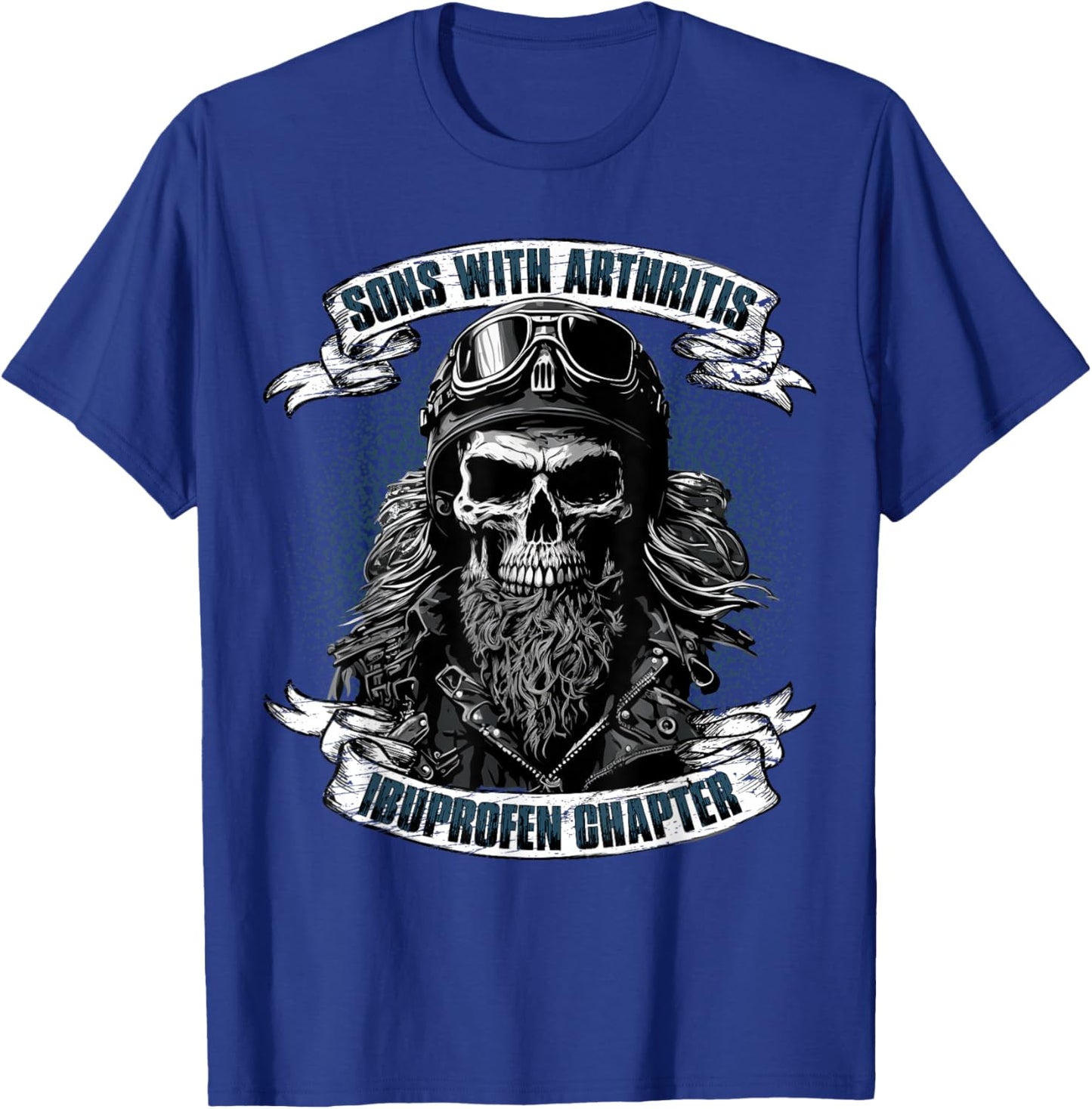 Funny Apparel for older Bikers Sons with Arthritis Ibuprofen Chapter Black T-Shirt - T-Shirt | Royal