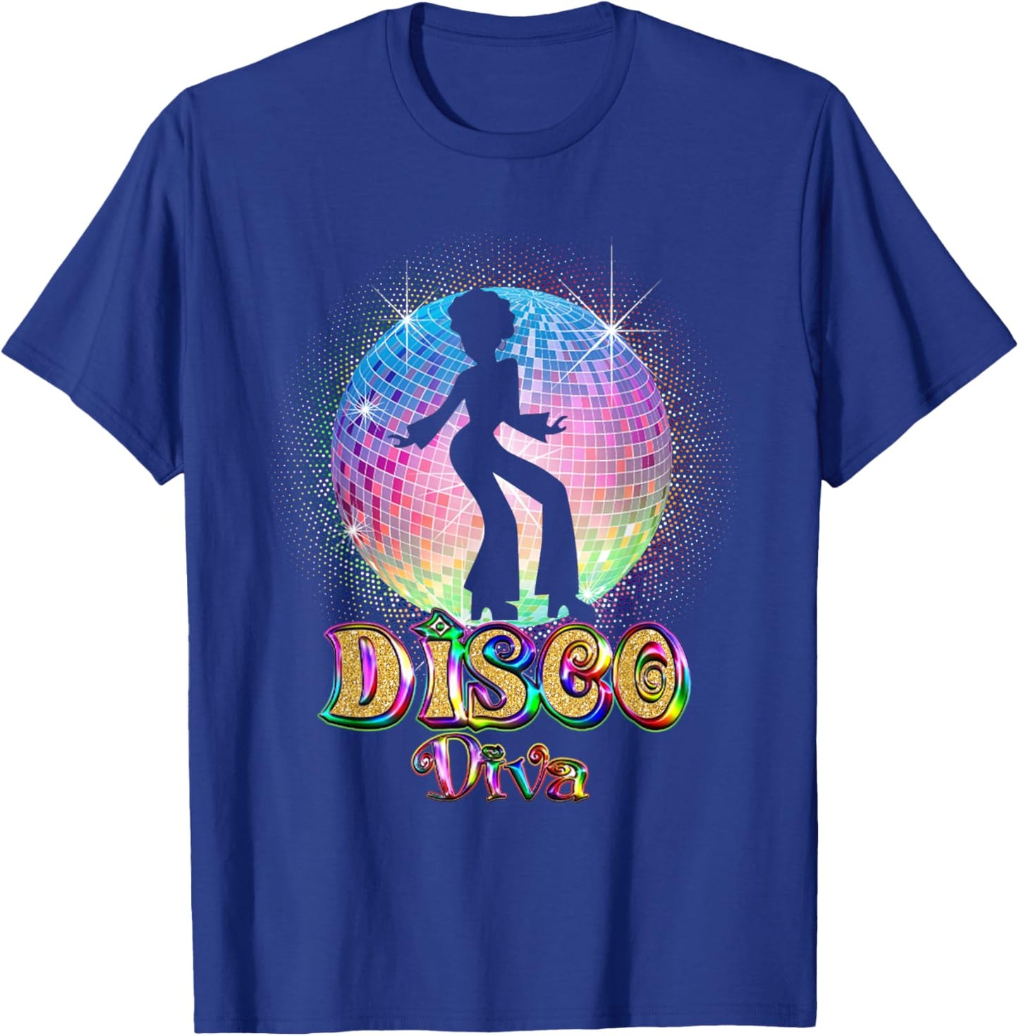 Disco Diva - Retro 70's 80's Seventies Retro Disco Ball T-Shirt - T-Shirt | Royal