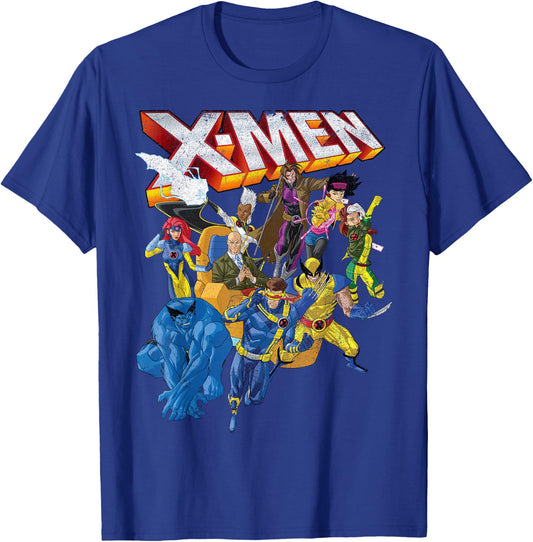 Marvel X-Men Vintage Group Shot Logo T-Shirt - T-Shirt | Royal