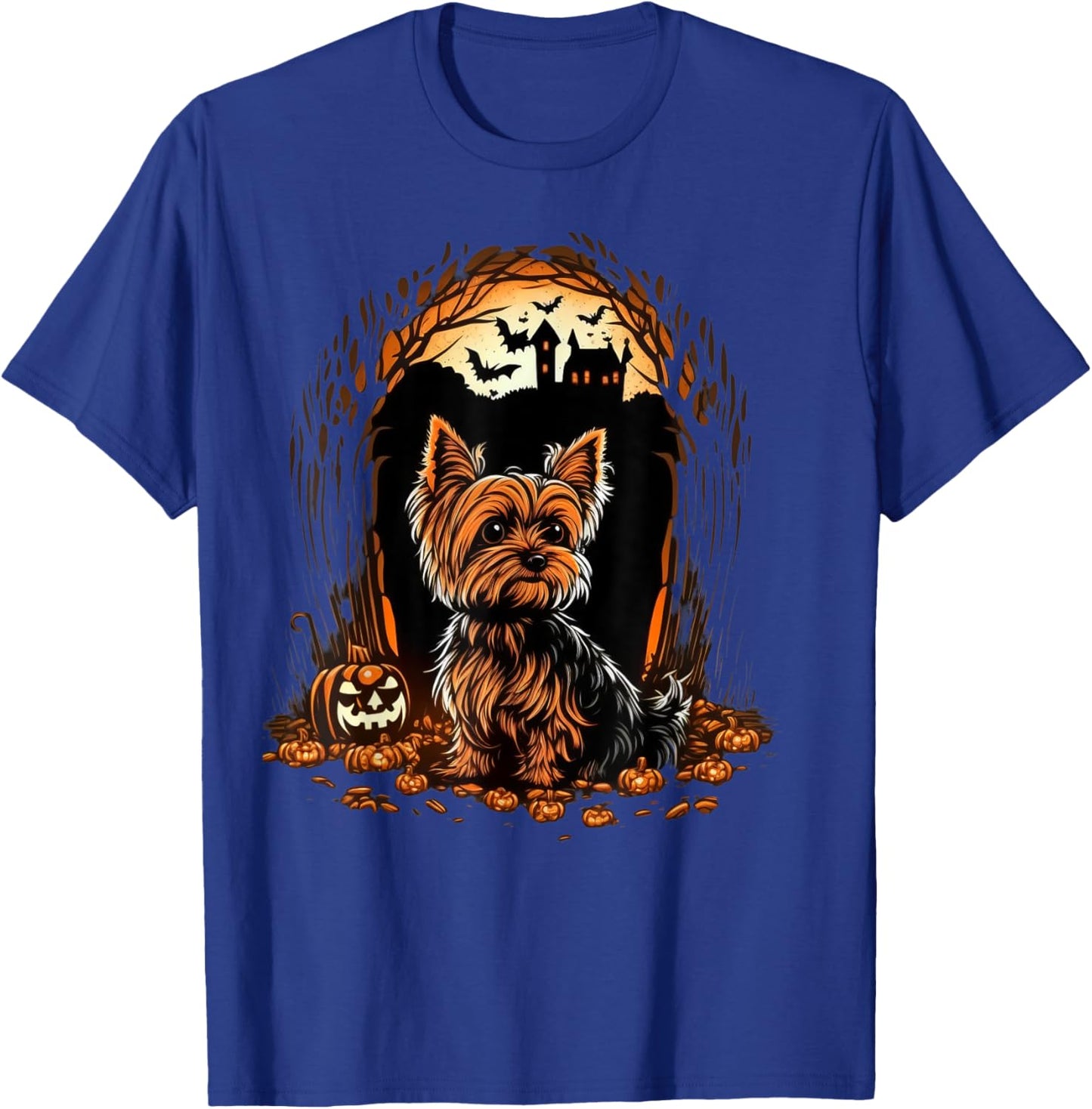 Pumpkin Yorkie costume on Yorkshire Terrier Halloween T-Shirt - T-Shirt | Royal