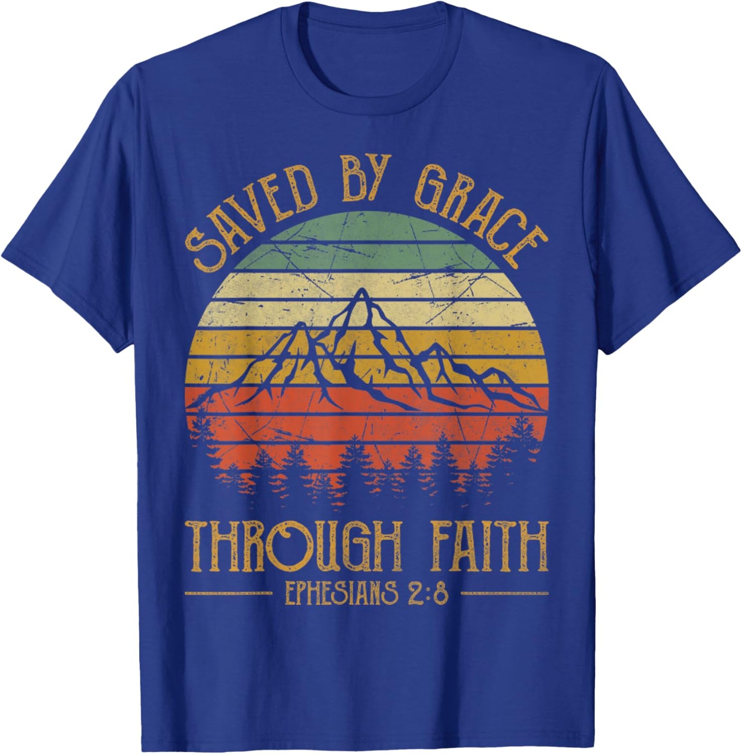 Vintage Christian Saved By Grace Through Faith T-Shirt - T-Shirt | Royal