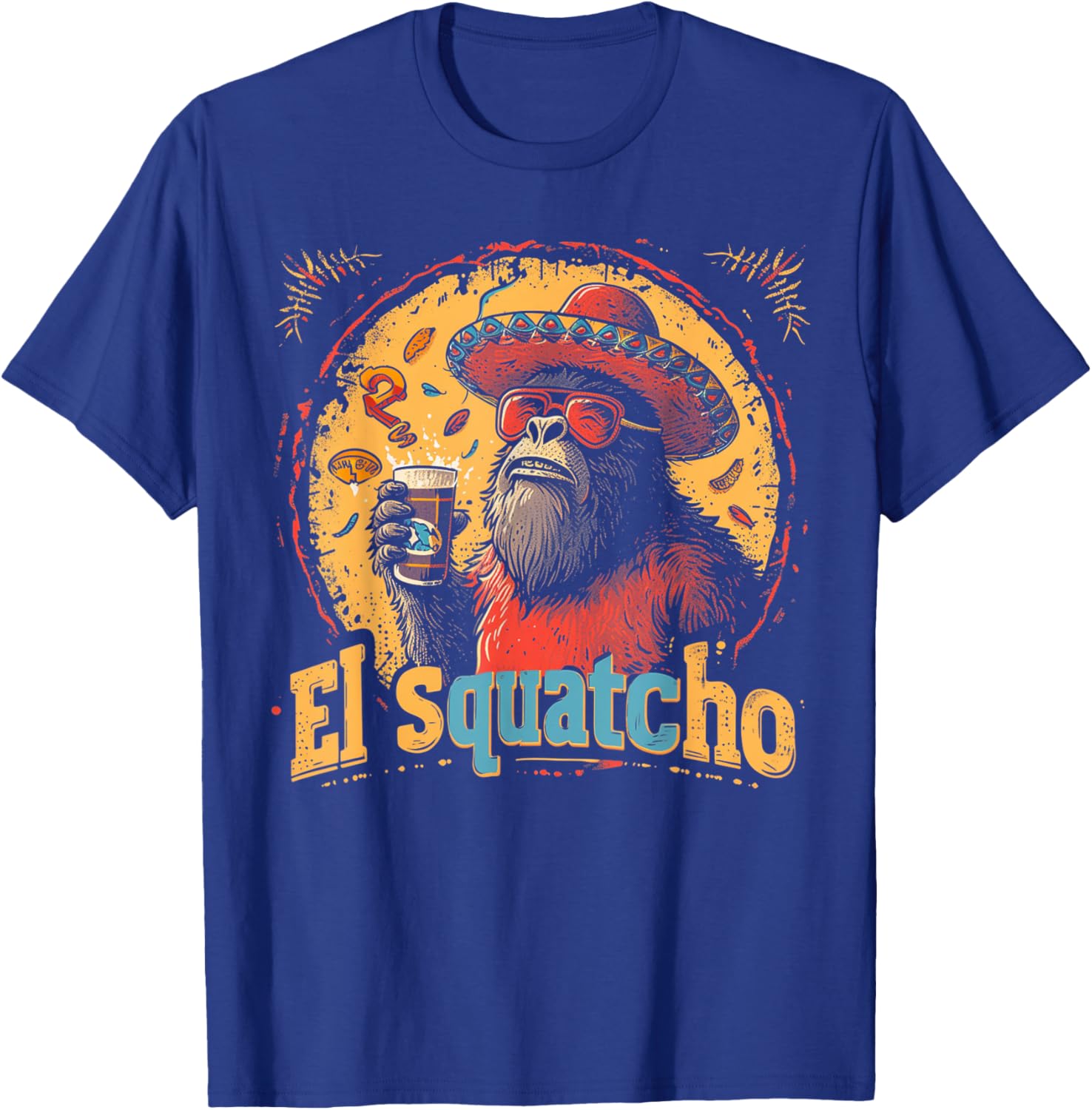 Bigfoot Sasquatch - Cinco De Mayo Mexican Sombrero Fiesta T-Shirt - T-Shirt | Royal