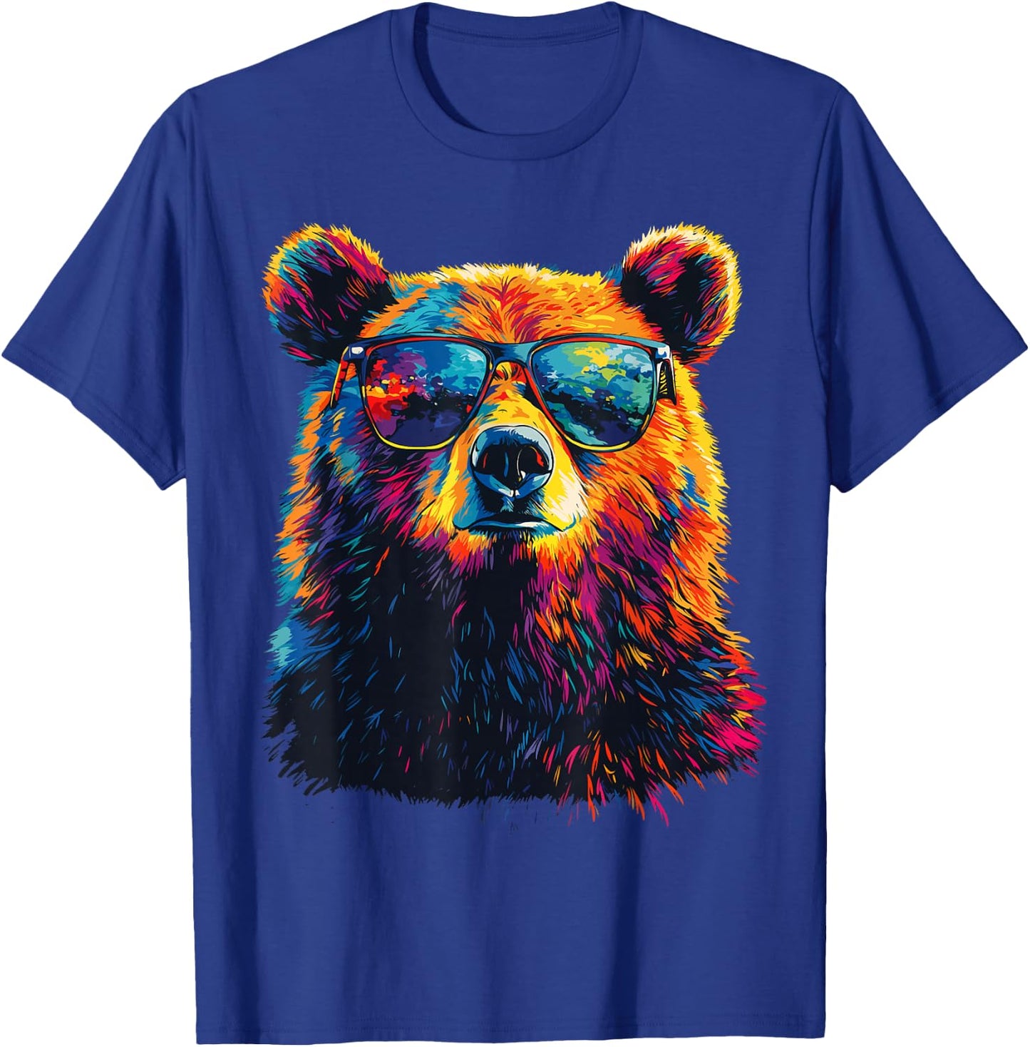 Bear Wearing Sunglasses Wildlife Graphic Colorful Bear T-Shirt - T-Shirt | Royal