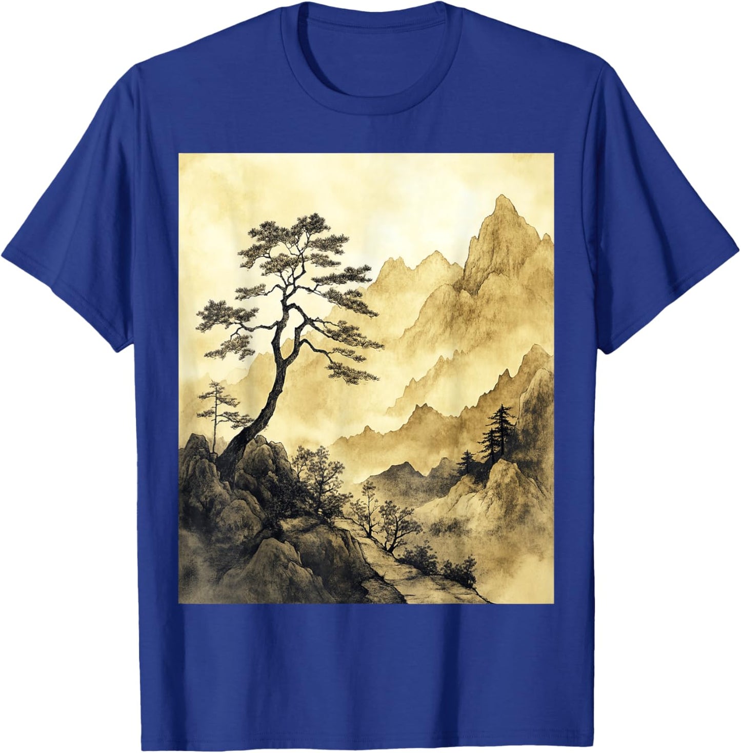 Serene Traditional Chinese Landscape Art T-Shirt - T-Shirt | Royal