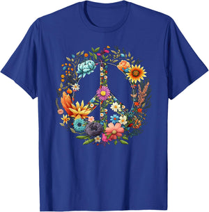 Peace hand tie sign of freedom hippie flower child T-Shirt - T-Shirt | Royal