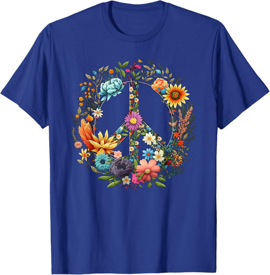Peace hand tie sign of freedom hippie flower child T-Shirt - T-Shirt | Royal