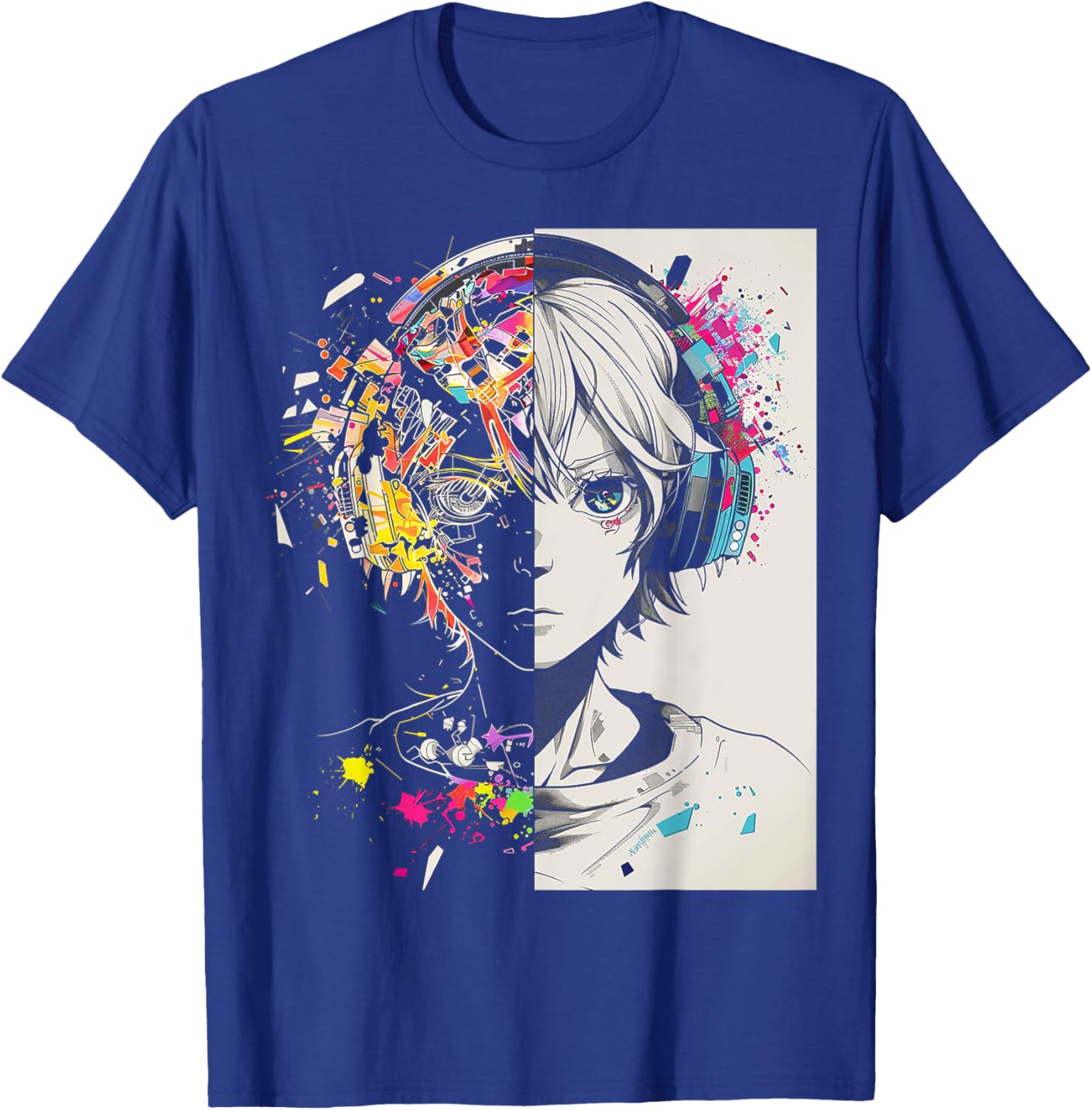 Anime Manga Motif Headphone Artwork Anime T-Shirt - T-Shirt | Royal