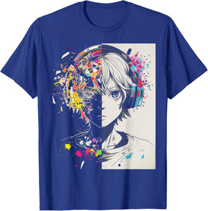 Anime Manga Motif Headphone Artwork Anime T-Shirt - T-Shirt | Royal